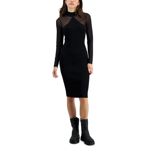 fitted lace wedding dress Stine Goya Long Sleeve Turtleneck Knit Dress Coffee Brown main image 1